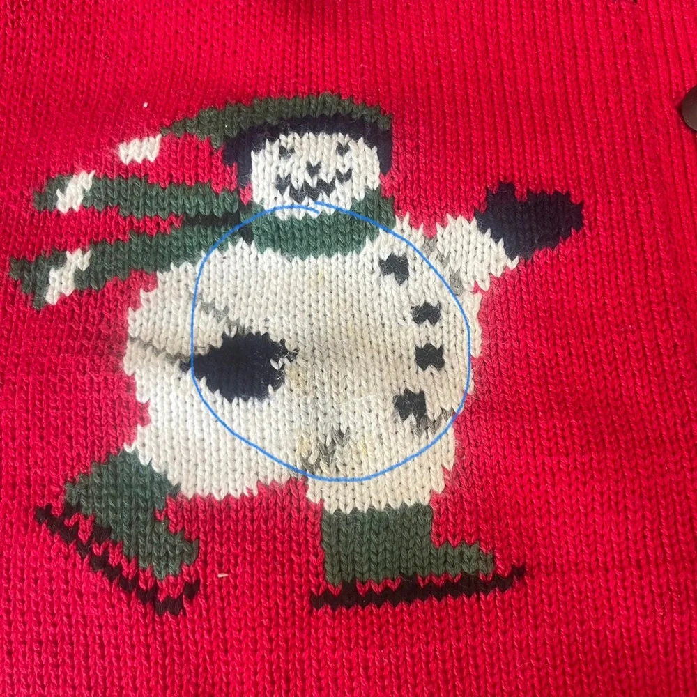 Vintage Y2K Festive Snowman Red Cardigan ‘ugly Christmas sweater’ !!!